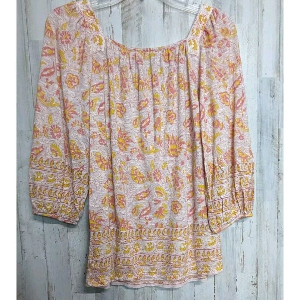 Lucky Brand Peasant Top Women's Small 3/4 Sleeves - Picture 10 of 12